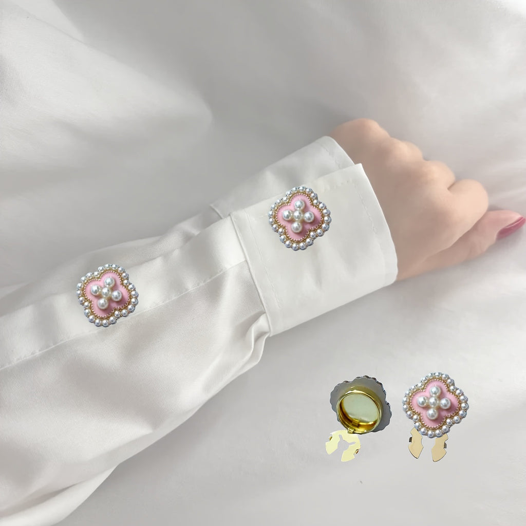 Bulk Black White Pink Clover Floral Gold Pearl Brass Button Cover