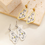 Abstract Clock Design Gold Silver Enamel Copper Drop Earrings Wholesale