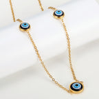 Evil Eye Blue Gold Stainless Steel Anti Tarnish Necklace Chain Bulk