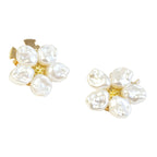 Wholesale White Premium Flower Style Gold Pearl Brass Button Cover
