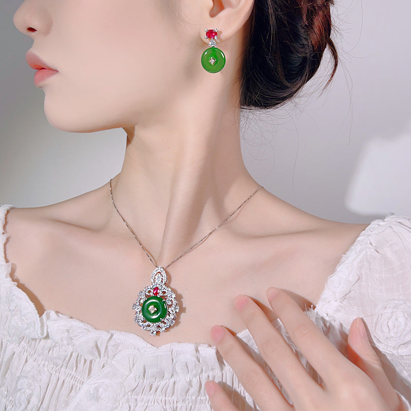 Green Pink White Silver CZ Anti Tarnish Pendant Earring Bulk Secondary image