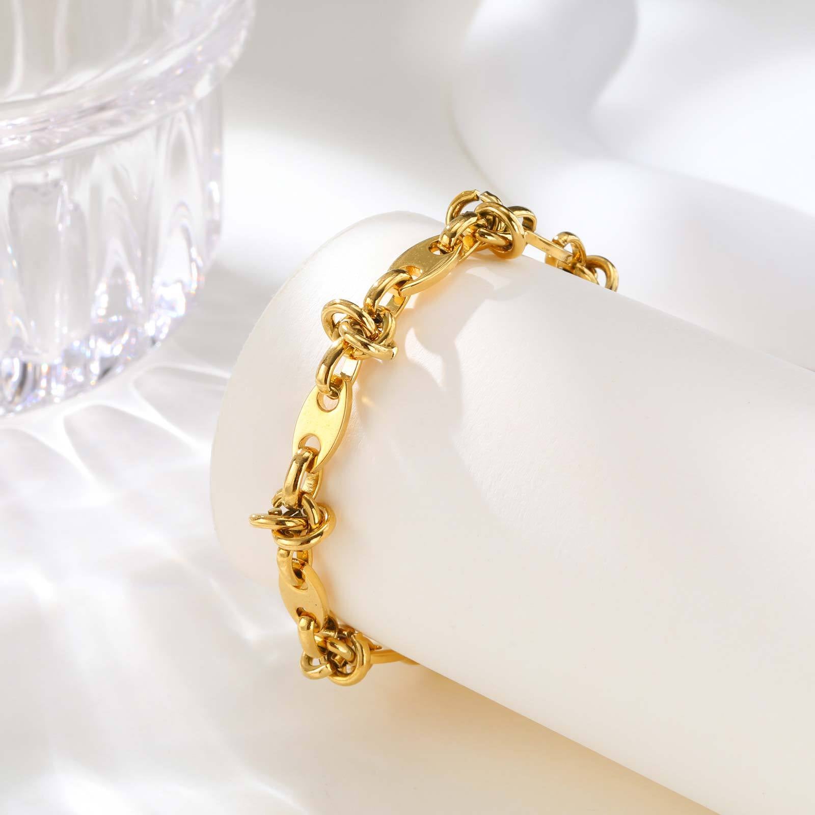 Bulk Chunky Link Chain Gold Silver Plain Stainless Steel Bracelet