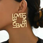 Square Love Engraved 18K Gold Plated Dangler Earring For Women Bulk