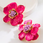 Flower Floral Enamel 18K Gold Multicolour Stud Earring For Women Bulk