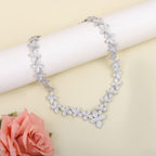 Designer Floral Silver CZ Anti Tarnish Copper Necklace Combo Set Bulk