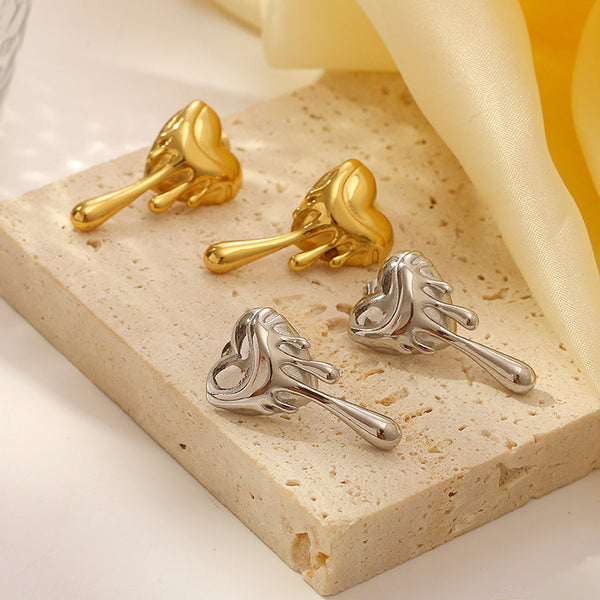Heart 18K Gold Silver Stainless Steel Anti Tarnish Stud Earrings Bulk Main image