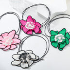 Flower Colorful Pink Green White With Black Boarder Cloth Necklace For Women