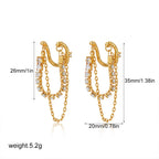 Stylish Gold Plated CZ Stainless Steel Chain Ear Cuff Earrings Bulk