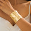 Designer Wide Textured Gold Plated Plain Alloy Bracelet For Women Bulk