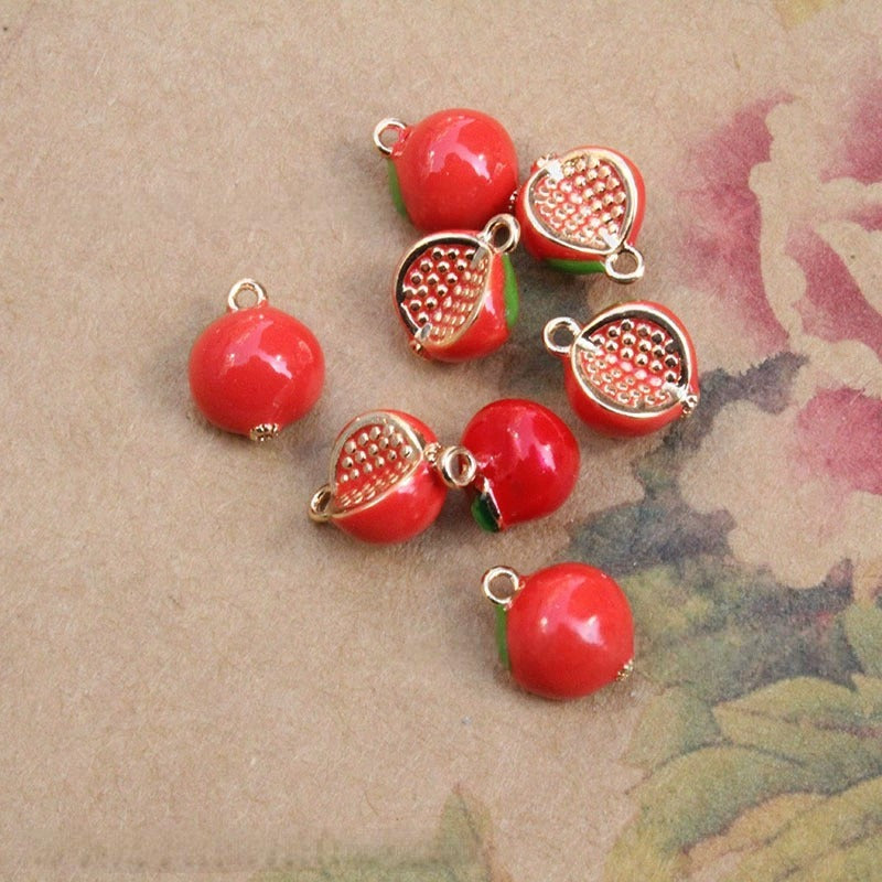 Designer Multi Color Fruit Charm Enamel Gold CZ Copper Pendant Bulk