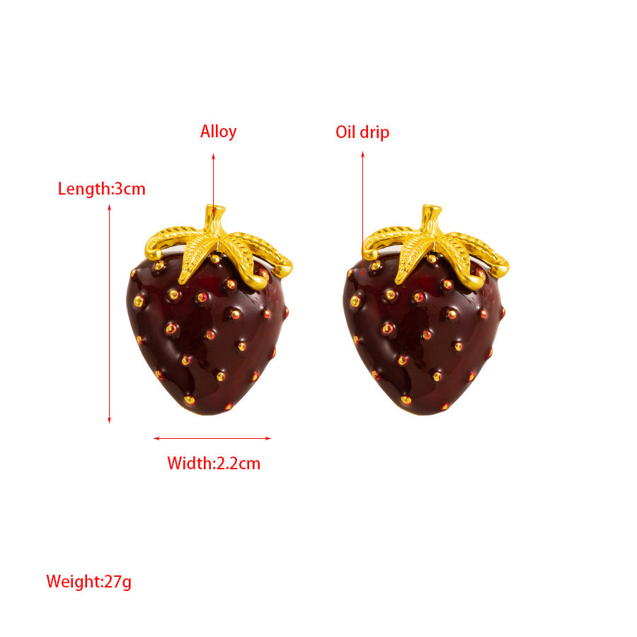 Strawberry Red Maroon 18K Gold Dangler Earring For Women Bulk