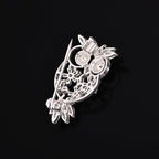 Designer Owl Style Gold Silver Black Crystal CZ Copper Brooch Wholesale
