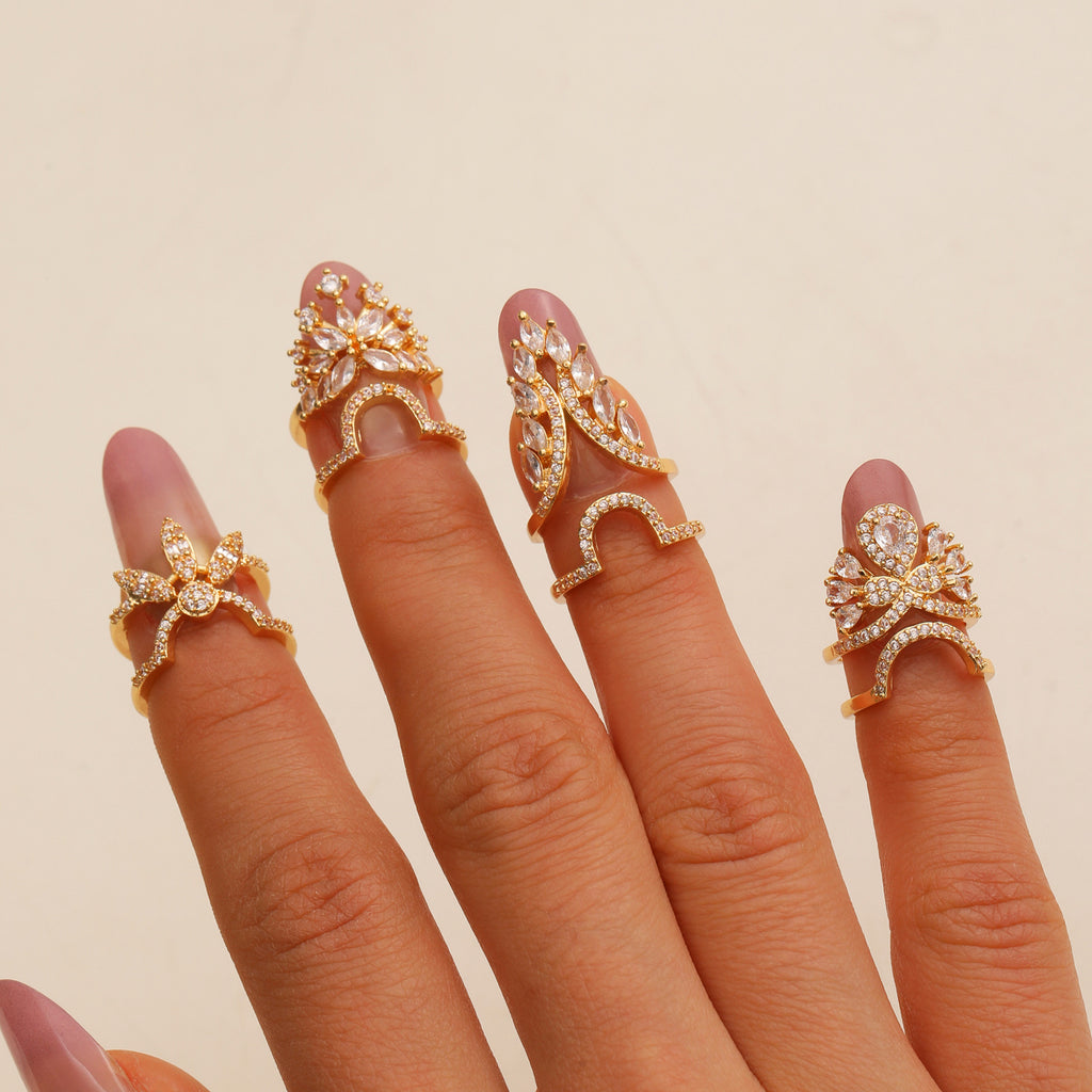 Designer Floral Butterfly Gold Silver CZ Copper Anti Tarnish Ring Bulk