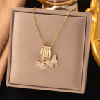 Multi Color Designer Multi Charm Gold CZ Stainless Steel Pendant Bulk