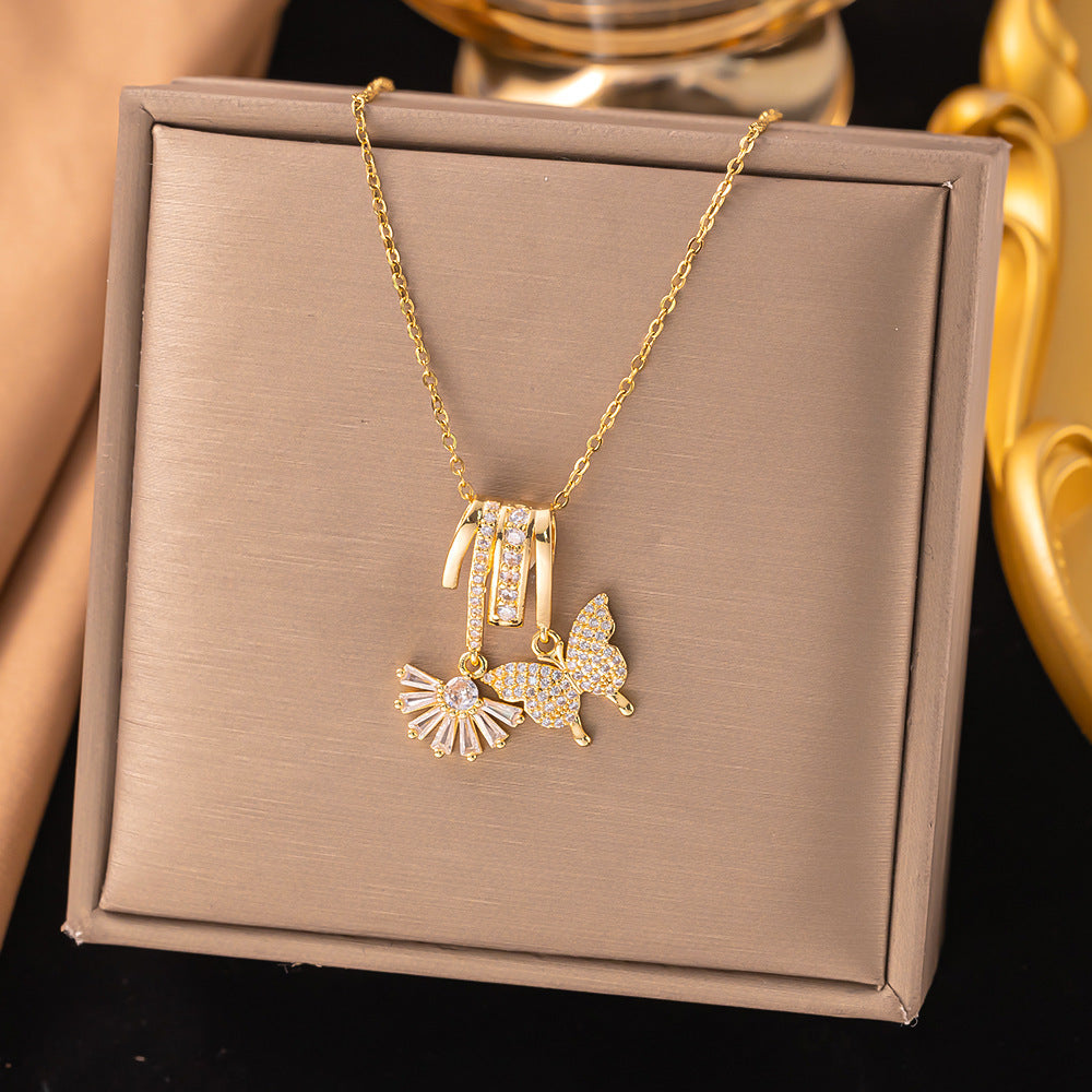Multi Color Designer Multi Charm Gold CZ Stainless Steel Pendant Bulk