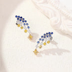 Multicolour Solitaire Brown Blue Cubic Zirconia Silver Anti Tarnish Necklace Earring Ring Set For Women