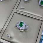 Bow Design Emerald Cut Green CZ Silver Copper Necklace Combo Set Bulk