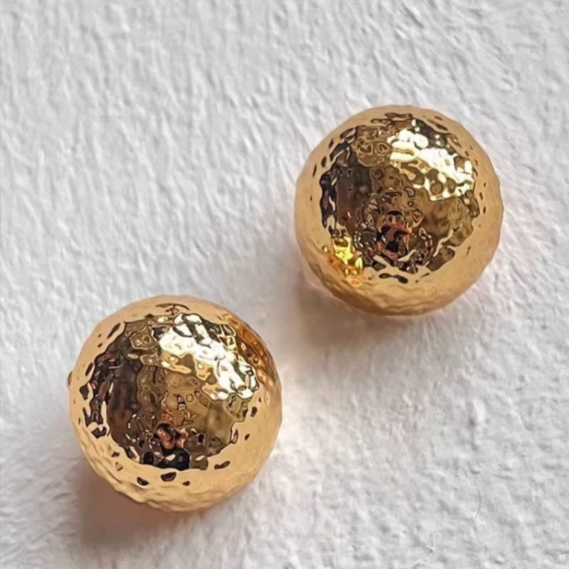 Bold Round Hammered 18K Gold Silver Anti Tarnish Stud Earring Bulk Main image