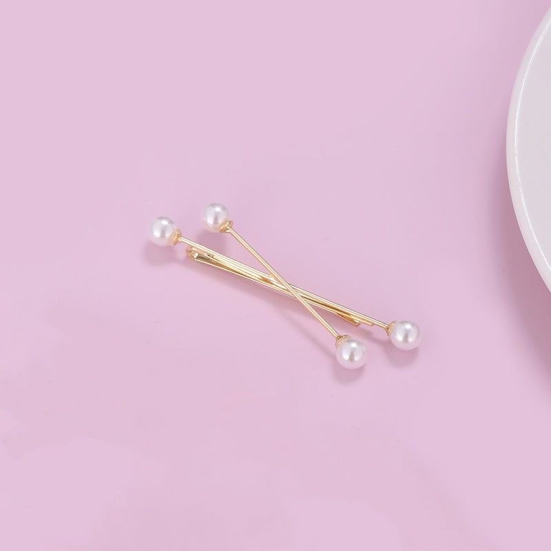 Cross Over 18K Gold White Pearl Anti Tarnish Hair Pin Hair Accessories For Women Kids