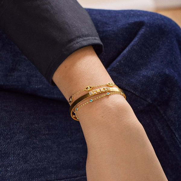 Bulk Multi Twelve Birthstone Gold CZ Stainless Steel Bracelet Main image