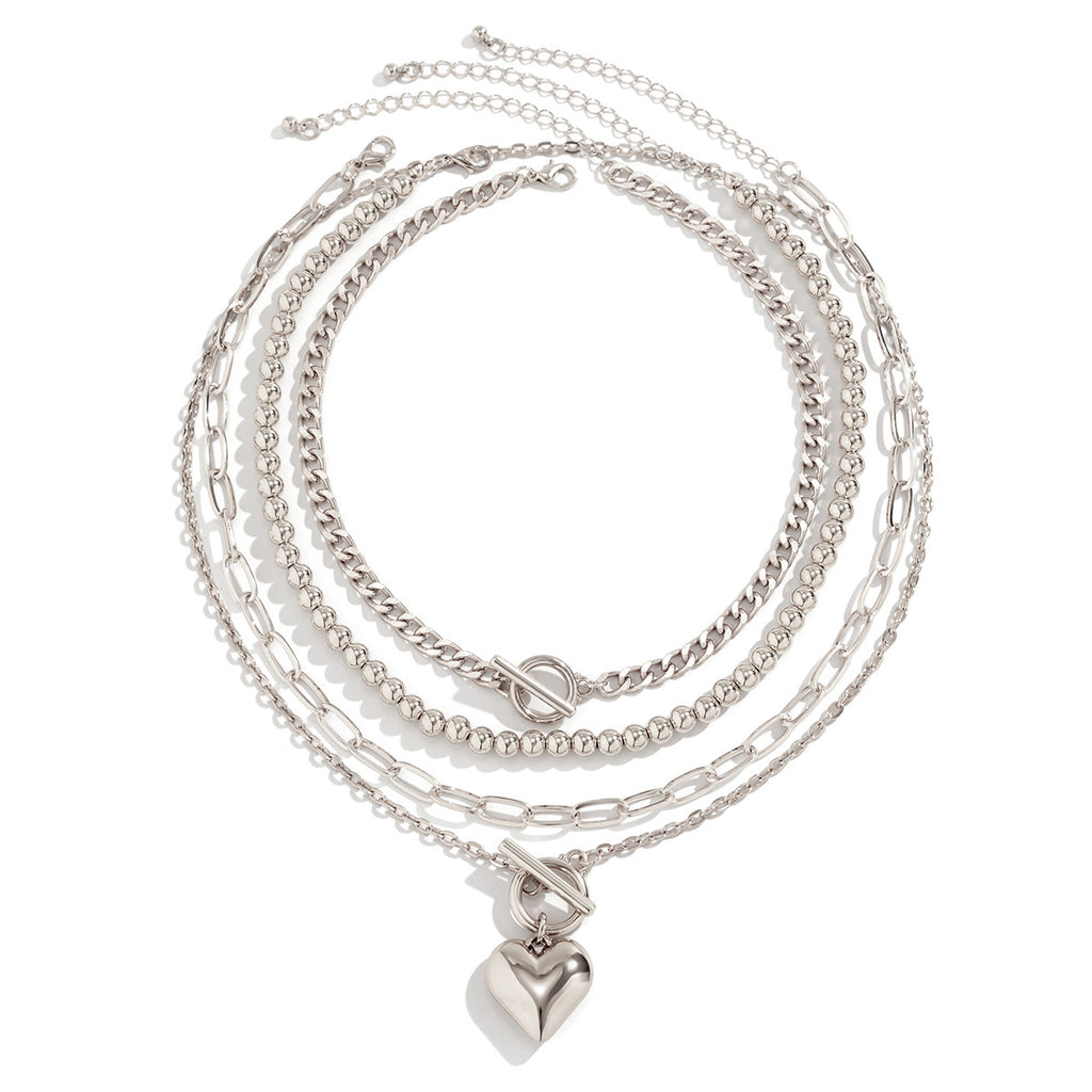 Heart 18K Gold Silver Anti Tarnish Layer Link Chain Necklace Bulk