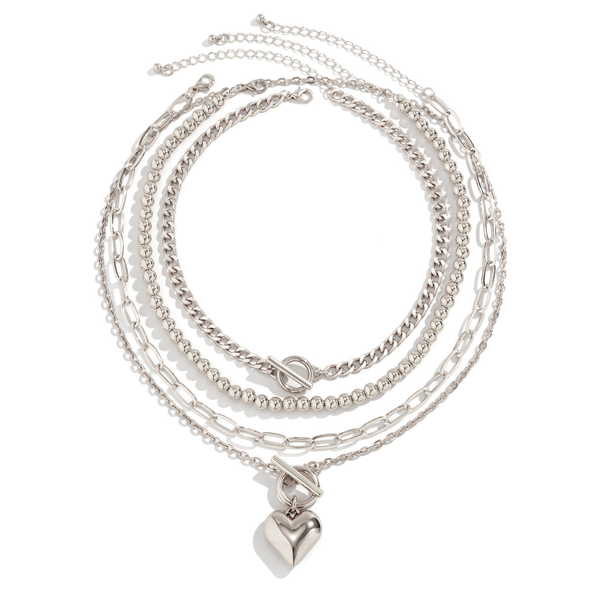 Heart 18K Gold Silver Anti Tarnish Layer Link Chain Necklace Bulk