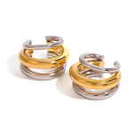 Two Tone 18K Gold Silver Anti Tarnish Stainless Steel Ear Cuff Earring For Women