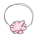 Flower Colorful Pink Green White With Black Boarder Cloth Necklace For Women