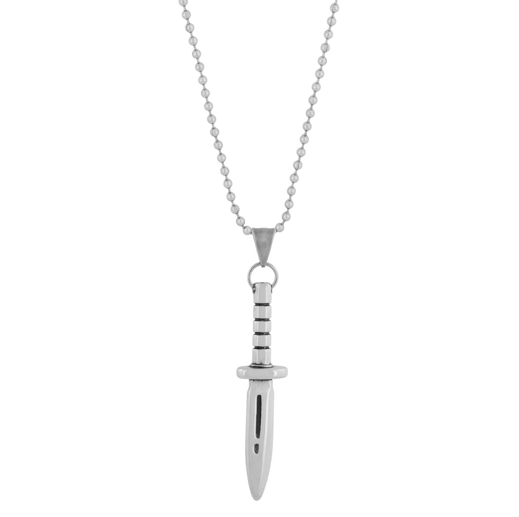 Knife Dagger Silver Stainless Steel Gift Pendant Chain Necklace