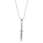 Knife Dagger Silver Stainless Steel Gift Pendant Chain Necklace
