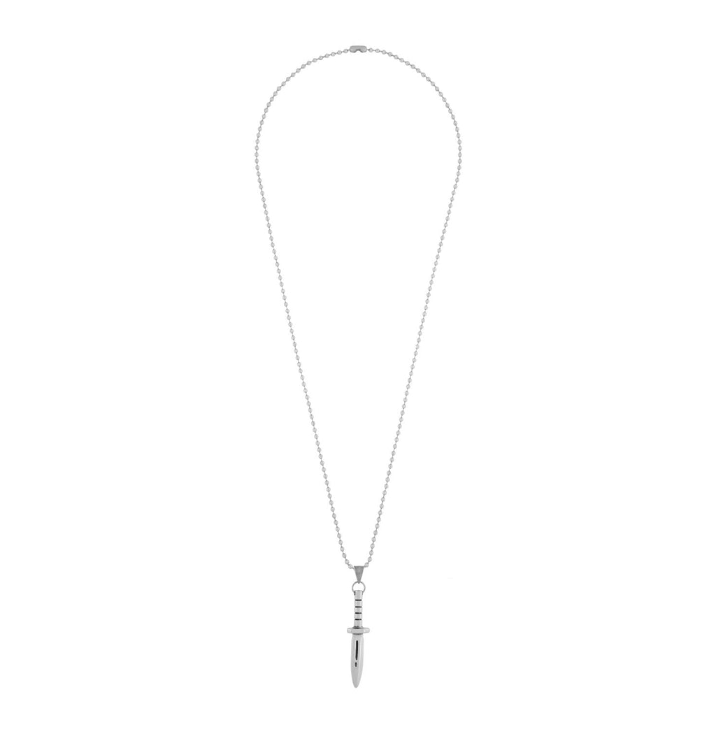Knife Dagger Silver Stainless Steel Gift Pendant Chain Necklace