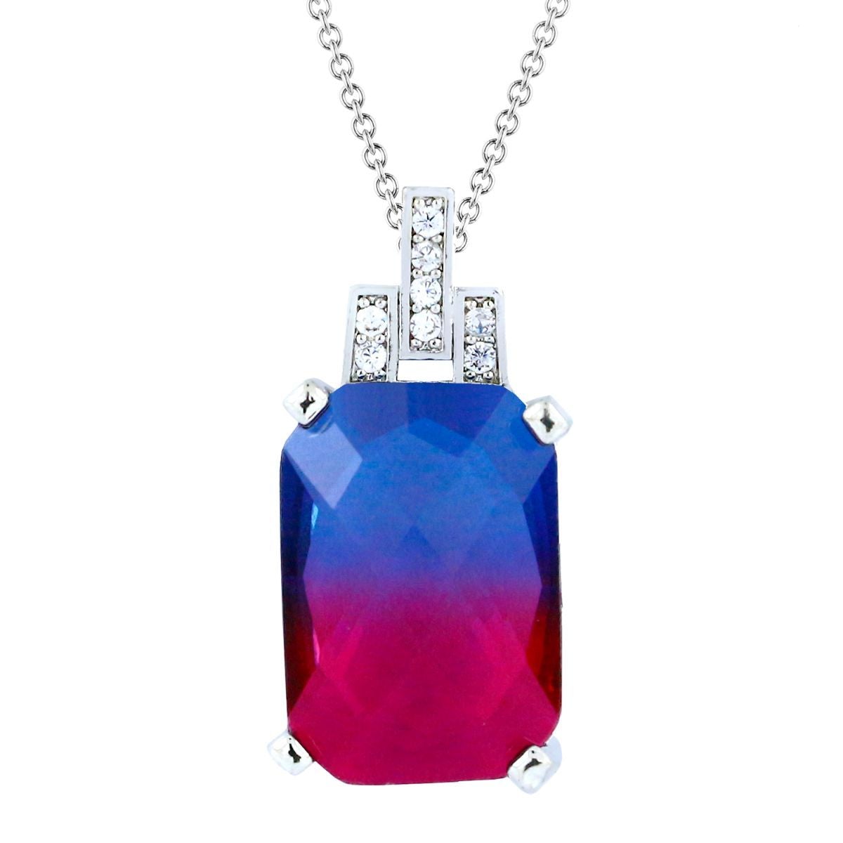 Blue Purple Pink Magenta Austrian Crystal Slider Pendant Necklace Secondary image