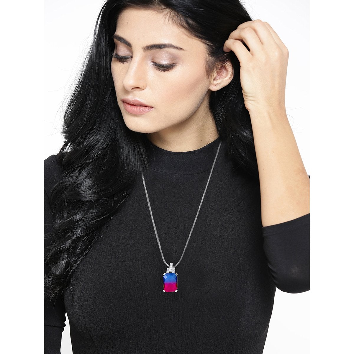 Blue Purple Pink Magenta Austrian Crystal Slider Pendant Necklace Bulk