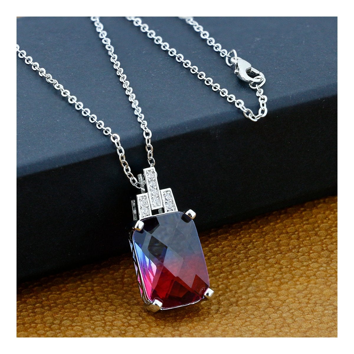 Blue Purple Pink Magenta Austrian Crystal Slider Pendant Necklace Bulk