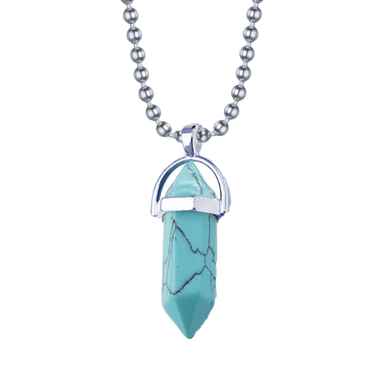 Bullet Pencil Blue Green Turquoise Crystal Pendant Locket Chain Bulk