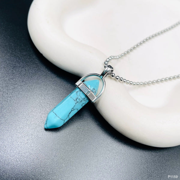 Bullet Pencil Blue Green Turquoise Crystal Pendant Locket Chain Bulk Main image