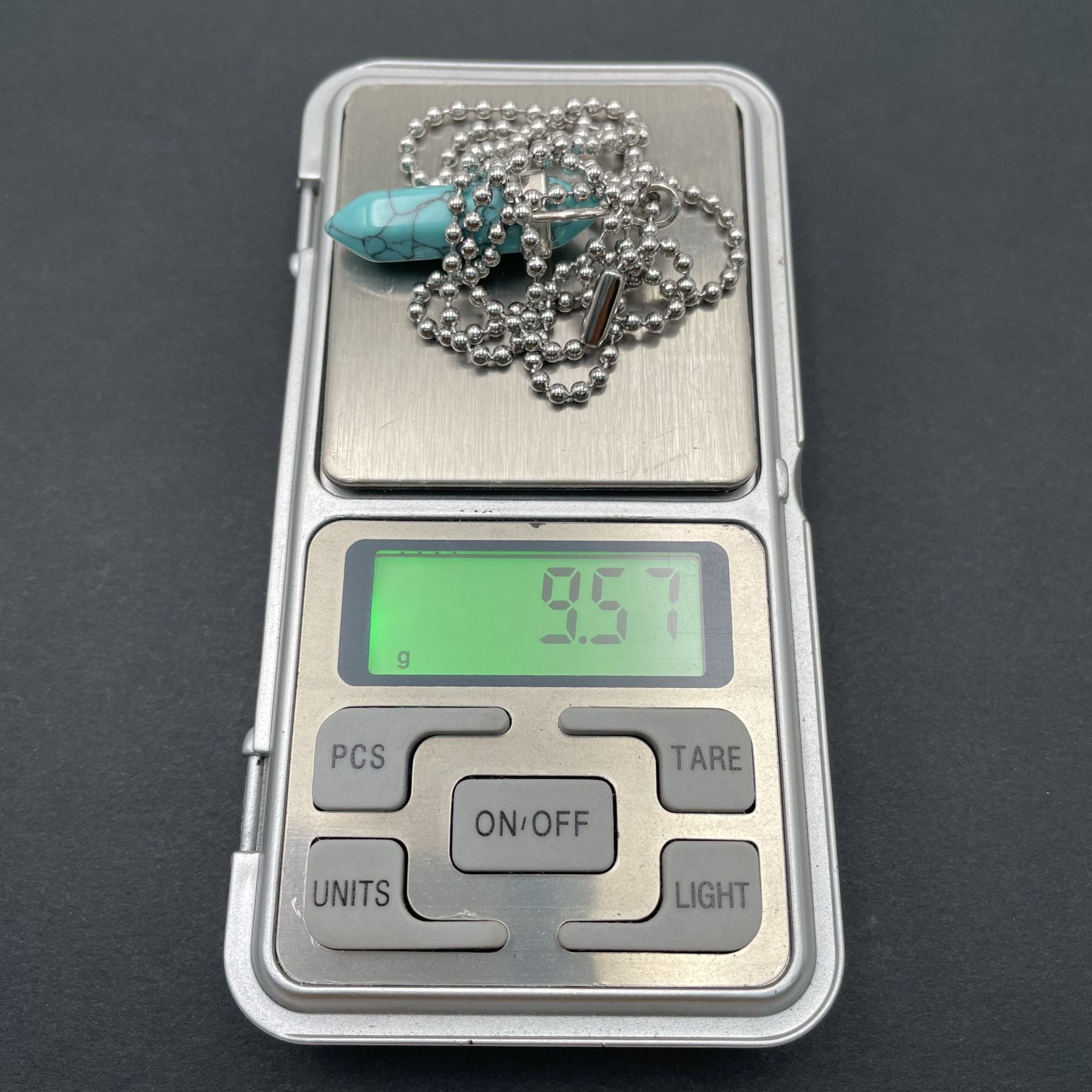 Bullet Pencil Blue Green Turquoise Crystal Pendant Locket Chain Bulk