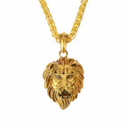 Hip Hop Iced Out Lion King Kings Landing Gold Rhinestone Crystal Stainless Steel Pendant Chain