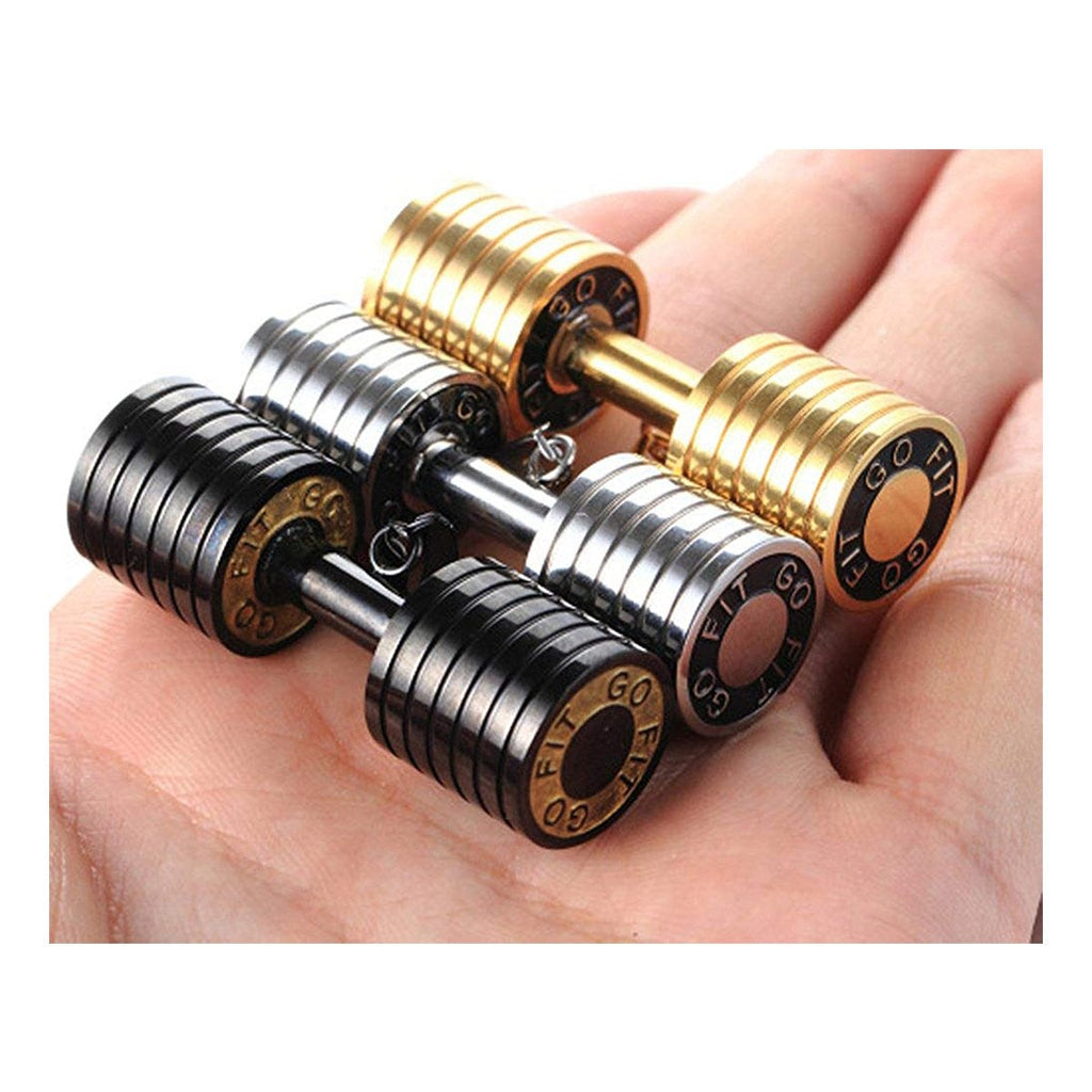 Barbell Dumbell Macho Large Heavy Black Stainless Steel Pendant Chain