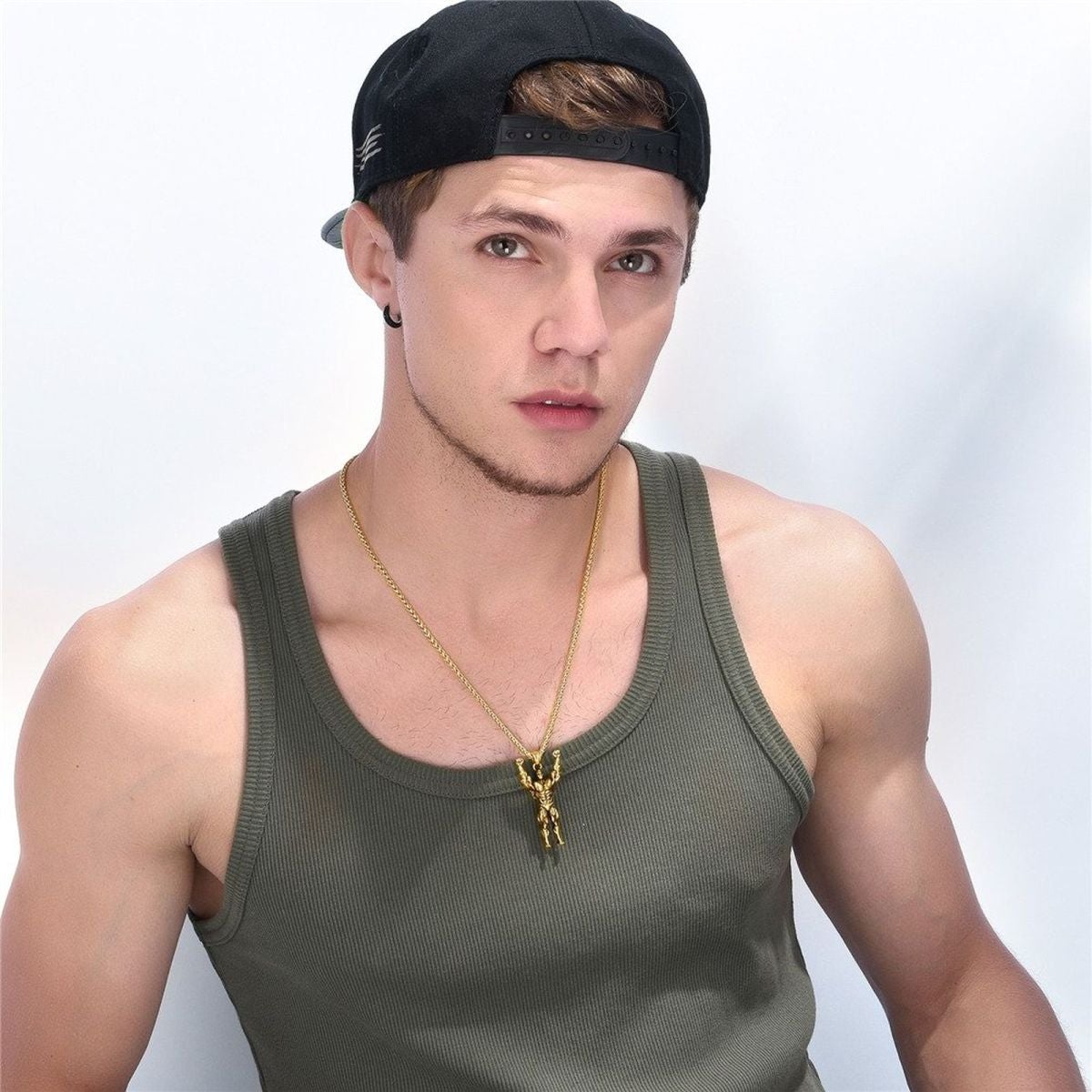 Gym Fitness Body Builder Wrestler Gold Stainless Steel Pendant Chain
