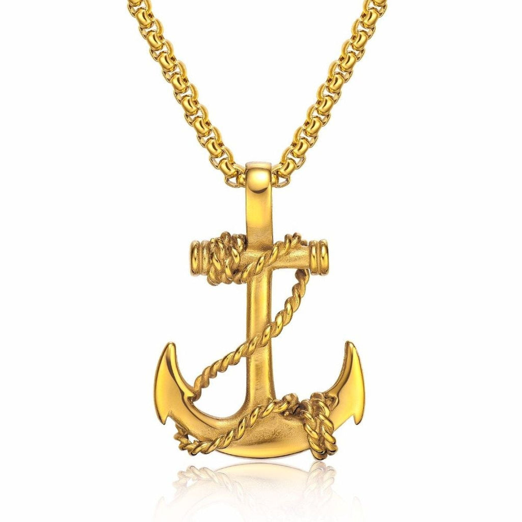 Navy Rudder Anchor Sailor Gold Stainless Steel Pendant Bulk