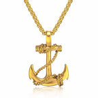 Navy Rudder Anchor Sailor Gold Stainless Steel Pendant Bulk