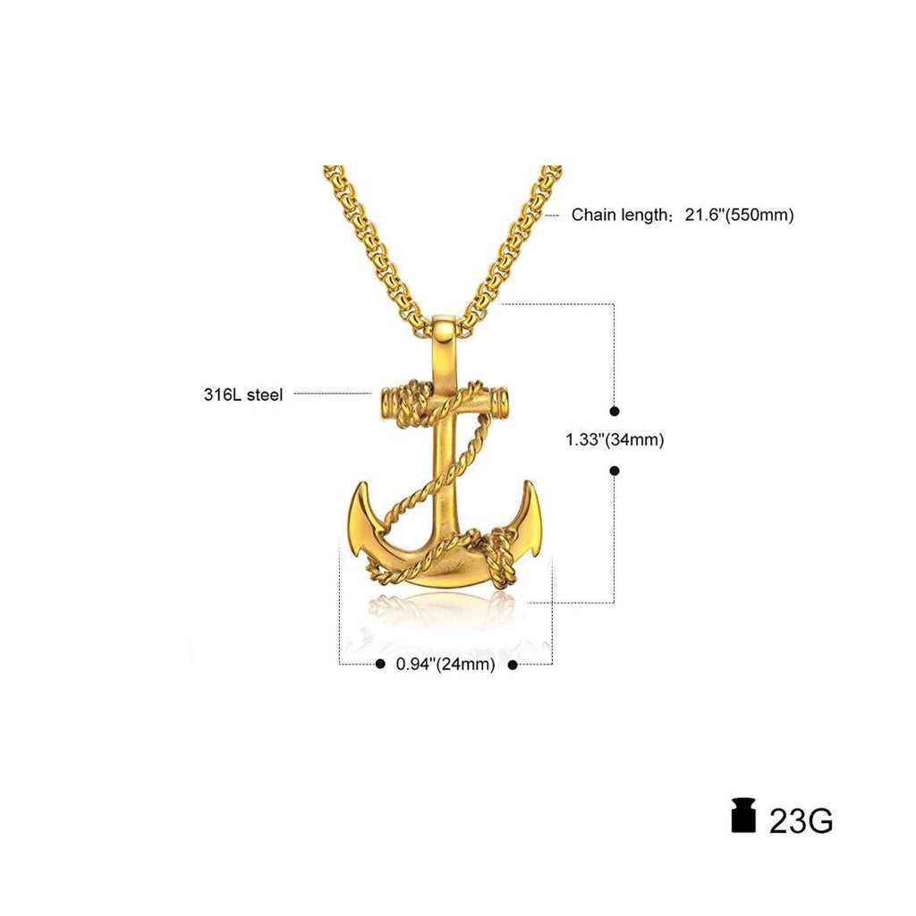 Navy Rudder Anchor Sailor Gold Stainless Steel Pendant Bulk