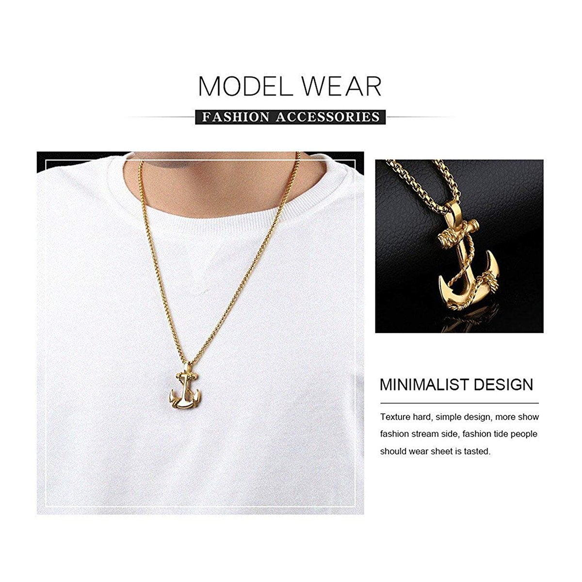 Navy Rudder Anchor Sailor Gold Stainless Steel Pendant Bulk