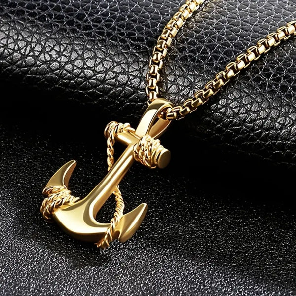Navy Rudder Anchor Sailor Gold Stainless Steel Pendant Bulk Main image