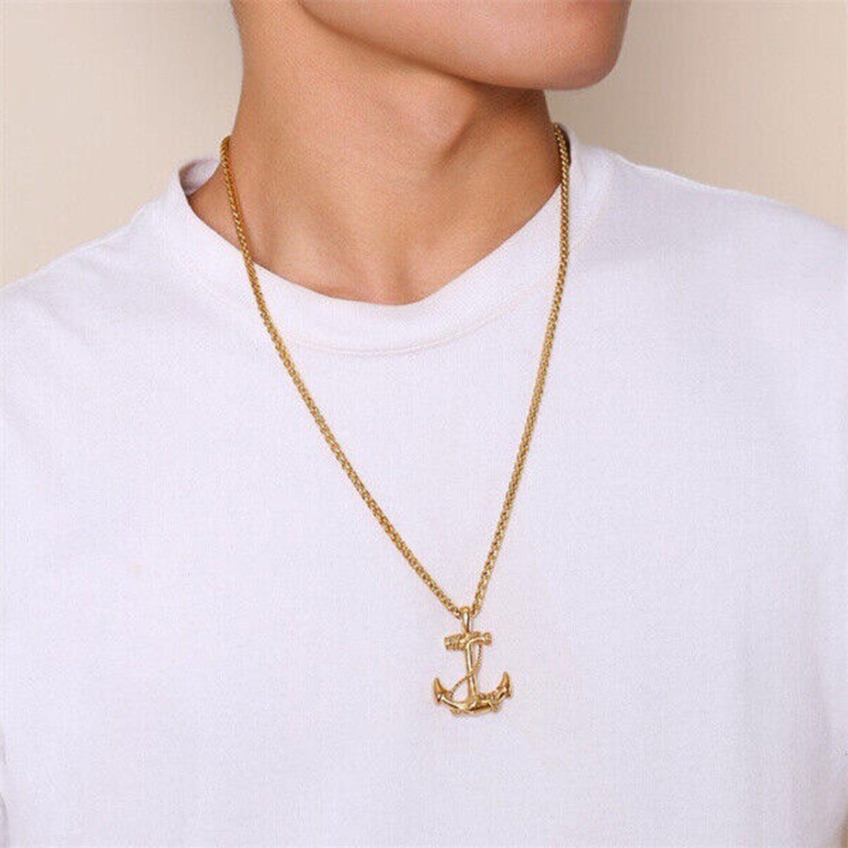 Navy Rudder Anchor Sailor Gold Stainless Steel Pendant Bulk