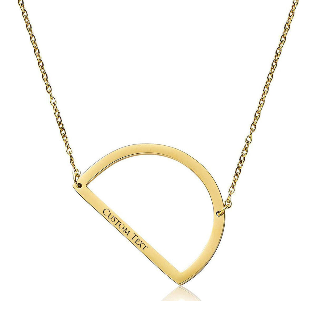 Sideways Alphabet Initial Large All Letter Personalised Customized Engraved Gold Stainless Steel Pendant Necklace