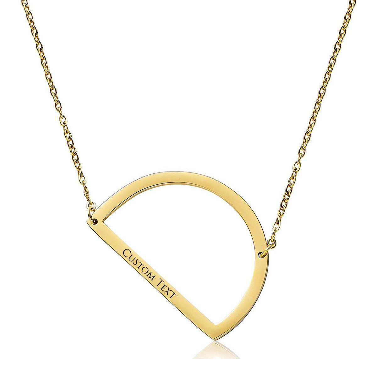 Sideways Alphabet Initial Large All Letter Personalised Customized Engraved Gold Stainless Steel Pendant Necklace