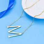 Sideways Alphabet Initial Large All Letter Personalised Customized Engraved Gold Stainless Steel Pendant Necklace