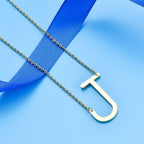 Sideways Alphabet Initial Large All Letter Personalised Customized Engraved Gold Stainless Steel Pendant Necklace